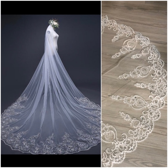 FBL Accessories - 110 inch white wedding veil